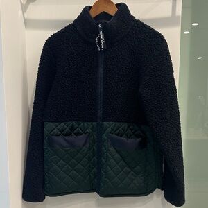 Tory Sport Navy and Green Fleece Jacket - size Small